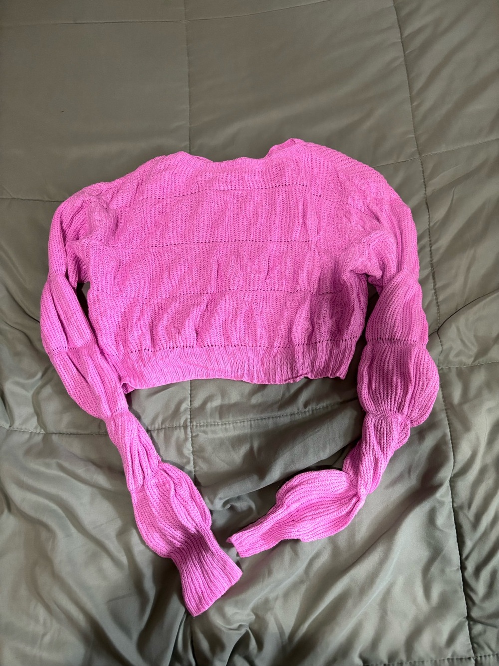 Pink Long Sleeve Knit Crop Top - Women